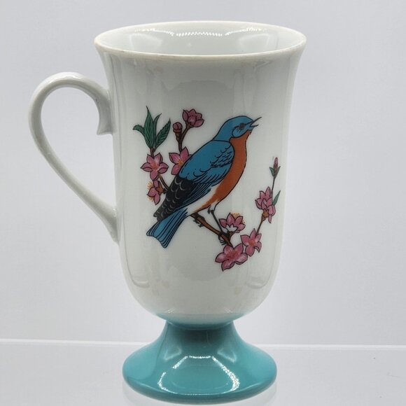 Vintage Fred Roberts Bird Mugs Footed Coffee Tea Cups Set of 5 Japan MCM - Picture 8 of 16